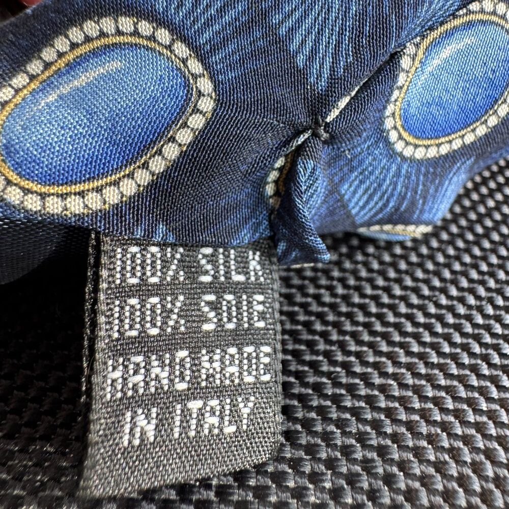 Valentino Cravatte Silk Tie Men’s 4" Blue White Striped Made in Italy Designer - Picture 4 of 8